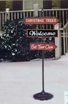 Holiday Time 36" Metal Sign Pole Christmas Trees, Welcome, Cut Your Own. Fixed Price $22.99.