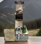 Mr. Christmas Vintage Lighthouse North Wood Cabin Lodge Elk Lights Sound Motion. Fixed Price $16.97.