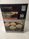 Nib! Illuminations C12 Faceted Led Lights Set Of 30 Warm White By Polygroup. Fixed Price $27.98.