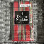 Bardwil Linens Set Of 4 Dinner Napkins Holiday Red Plaid Cloth Washable. Fixed Price $27.95.