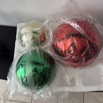 Valerie Parr Hill Set 3 Mercury Glass Spheres Red Green Gold Lights & Timers. Fixed Price $40.00.