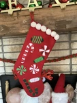 1 Prima Creations Red Stitched Fleece Candy Christmas Stocking 3D Poms. Fixed Price $29.95.