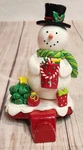 2X Kurt Adler Claydough Snowman Shiny Glaze Finish Stocking Hangers. Fixed Price $33.99.