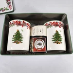 Spode Christmas Tree 5-PIECE Tin Set With 2 Mugs, Coasters, 1. Fixed Price $19.99.
