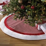 60" Holiday Christmas Tree Skirt Red White Stripe Split Side New Members Mark. Fixed Price $52.00.