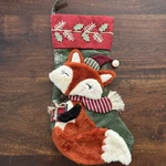 New Red Fox With Scarf Burlap Christmas Stocking 20 Holiday Time. Fixed Price $30.00.