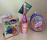 Old World Christmas Ornaments Wine Barrel Boxed Rose' Glass Glitter. Fixed Price $32.54.