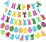 Felt Happy Easter Banner Egg Bunny Garland For Mantle Wall Indoor Outdoor. Fixed Price $12.99.