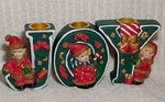 Joy Candle Sticks Holders Taper Christmas Scotts Holiday Santa Children Set Of 3. Fixed Price $12.99.