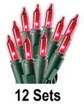 (12) Holiday Wonderland 4053-88A 50 Count Red Extra Bright Christmas Light Sets. Fixed Price $89.90.