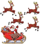 Vintage Christmas Santa & Sleigh Cutouts Of Size 10 "-17 Beistle. Fixed Price $20.12.
