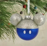 Hallmark Disney - Mickey Mouse Glass Christmas Tree Ornament Blue/silver Bnib. Fixed Price $14.96.