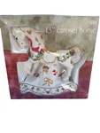Vtg Christmas Rocking Horse White Ceramic Hand Painted Holly Berry Box. Fixed Price $24.95.