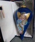 Bien Christmas Ornament Glass Angel Blue Tear Drop Painted Box Excellent. Fixed Price $17.49.