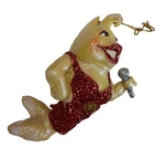 December Diamonds Diva Dolphin Ornament Red Glitter Dress Microphone 5". Fixed Price $24.99.