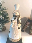 Ceramic Glazed Snowman; Cream Colored; ? Kirklands; 11" Tall; Candle Holder; Euc. Fixed Price $27.97.