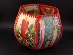 Vintage Christmas Hand Made Sewn Greeting Card Basket Bowl. Fixed Price $20.00.