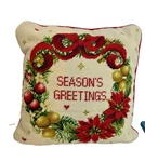 Vintage Imperial Elegance Needlepoint Pillow Christmas Seasons Greetings Wool. Fixed Price $20.24.