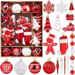 Festivebliss Christmas Ornaments 71 Count, Balls, Red & White. Fixed Price $40.49.