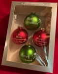 Candy Cane,holly & Berries,balls,ornaments,box Of 4,RETRO,CHRISTMAS,GLASS,2004. Fixed Price $28.95.