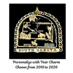 South Dakota State Brass Ornament Travel Souvenir, Personalize With Year Charm. Fixed Price $16.00.