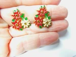 Signed Christopher Radko Rhinestone Enamel Christmas Clip Earrings Vintage. Fixed Price $14.96.