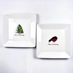 Christmas Cut-outs Salad Dessert Plate Sue Zulauf Earthenware Lot Of 2. Fixed Price $18.00.
