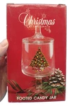 Vintage 1985 Christmas Tree Glass 7.25 Footed Candy Bonbon Jar By Carlton Boxed. Fixed Price $19.95.
