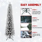 5/6/7 Ft Pvc Flocked Pencil Tree Artificial Full Christmas Holiday Xmas. Fixed Price $91.34.