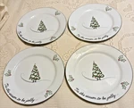 4 St. Nicholas Square Tis The Season 10.75" Dinner Plates Round Christmas Tree. Fixed Price $75.00.