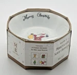 Set Of 4 Merry Brite Christmas Soup Bowls -santa/reindeer/present/tree 6.5". Fixed Price $12.99.