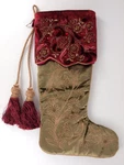 Jay Strongwater Christmas Stocking Olive Maroon Floral Bejeweled Embroidered. Fixed Price $574.00.