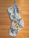 Vtg Christmas Stocking Victorian Regal Style Sage Green Floral Tapestry Tassel. Fixed Price $19.52.