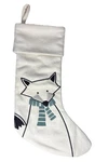 Crate & Barrel Arctic Friend Fox Christmas Stocking By Joan Anderson 21"WX8"H. Fixed Price $28.98.