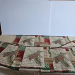 Christmas Table Runner 32X12 W/ 6 Placemats Pinecone Woven Holiday Rustic Lodge. Fixed Price $26.39.