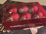 Crate & Barrel-red 427-128/SPARKLE-CHRISTMAS Ornament-placecard HOLDERS-(6)-NICE. Fixed Price $19.99.