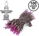 Novelty Lights 100 Purple Christmas Mini String Set,brown WIRE,50'. Fixed Price $26.99.