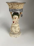 Birch Hearts "snowman Melt Our Candle Holder, #81012, 5.5 Tall, 2006. Fixed Price $39.95.