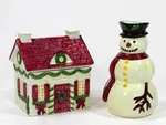 Block Gear Father Christmas 8OZ Snowman Creamer & House Sugar Set 3PC Mib. Fixed Price $38.95.