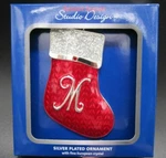 Regent Square Initial Letter "m" Monogram Christmas Stocking Ornament. Fixed Price $9.95.