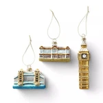 M&s Marks Spencer 3 Glass Novelty Christmas Ornaments London Icons Big Ben. Fixed Price $17.92.
