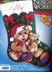 New Design Works Playful Bears 16" Felt Stocking Kit #5046. Fixed Price $14.99.
