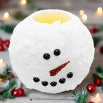 Christmas Snowman Bumpy White Round Led Candle W/ Timer 3 X 4". Fixed Price $22.00.