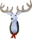 Lighted Christmas Wall Decor Reindeer Head, 28" Pre-lit 3D Rudolph Hanging Wreat. Fixed Price $71.99.
