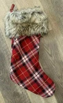 Nwt Pottery Barn Christmas Nottingham Plaid Faux Fur Stocking Red Tartan. Fixed Price $34.99.