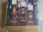 Kirklands Home Pillar Candle Holder Set Of 3 Christmas Red Gold Santa Snowman. Fixed Price $37.99.
