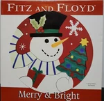 Fitz And Floyd Merry & Bright Snowman Round Christmas Canape Plate In Box 29-100. Fixed Price $16.99.