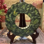Metal Wreath Hand Painted Greenery Scalloped Edge 7.25 Round Farmhouse/cottage. Fixed Price $19.99.