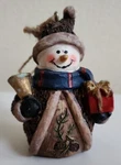 Ganz Snowman With Present And Bell Ornament Christmas Holidays Scarf Pinecone. Fixed Price $14.20.