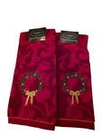 Nwt (2) St. Nicholas Square Red Decorative Christmas Wreath Finger Tip Towels. Fixed Price $14.99.